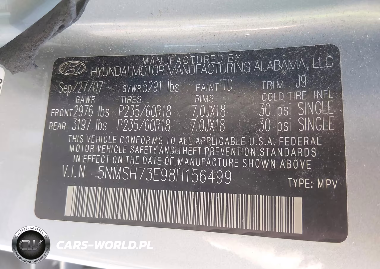 2008 Hyundai Santa Fe Limited-Se VIN:5NMSH73E98H156499 - 9