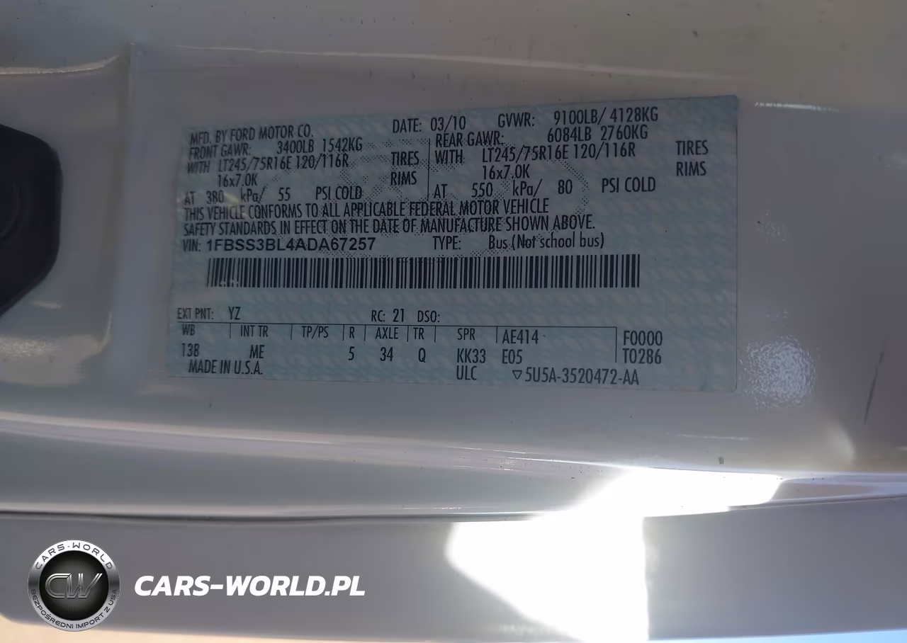 2010 Ford E-350 Super Duty Xl-Xlt VIN:1FBSS3BL4ADA67257 - 9