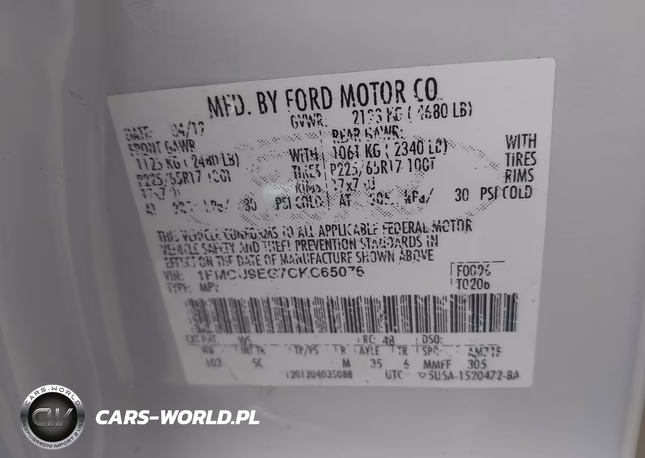 2012 Ford Escape Limited VIN:1FMCU9EG7CKC65076 - 9