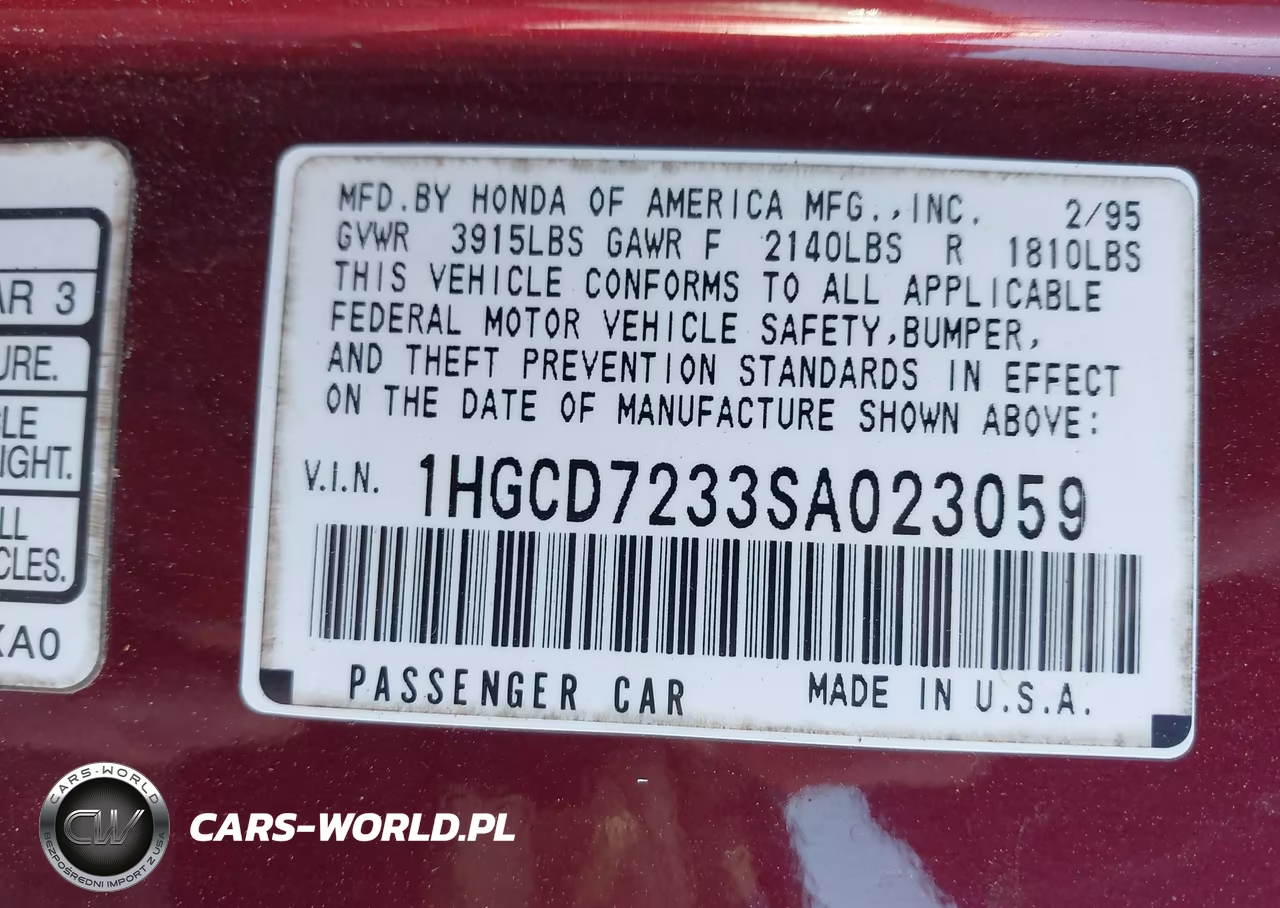 1995 Honda Accord Lx VIN:1HGCD7233SA023059 - 9