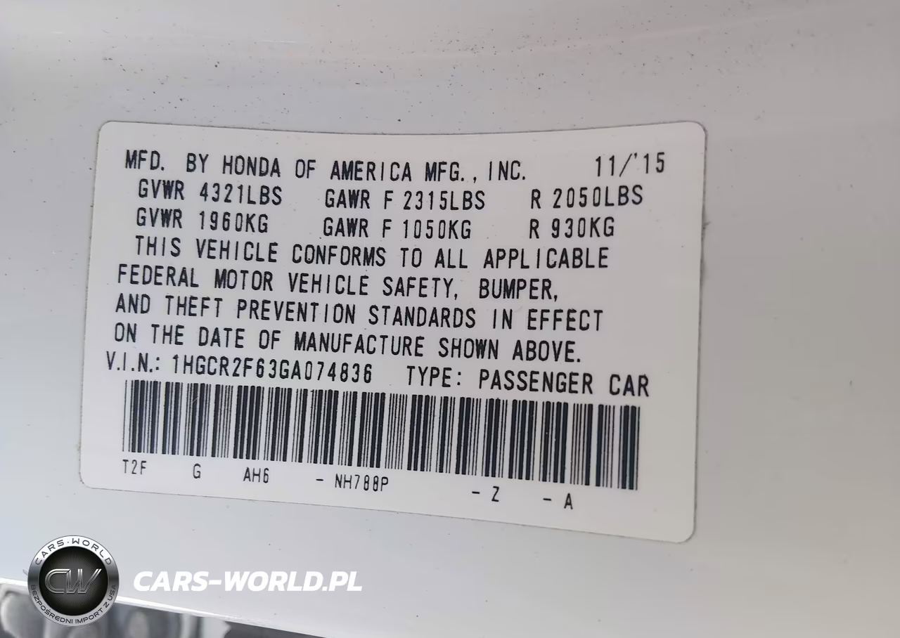 2016 Honda Accord Sport VIN:1HGCR2F63GA074836 - 9