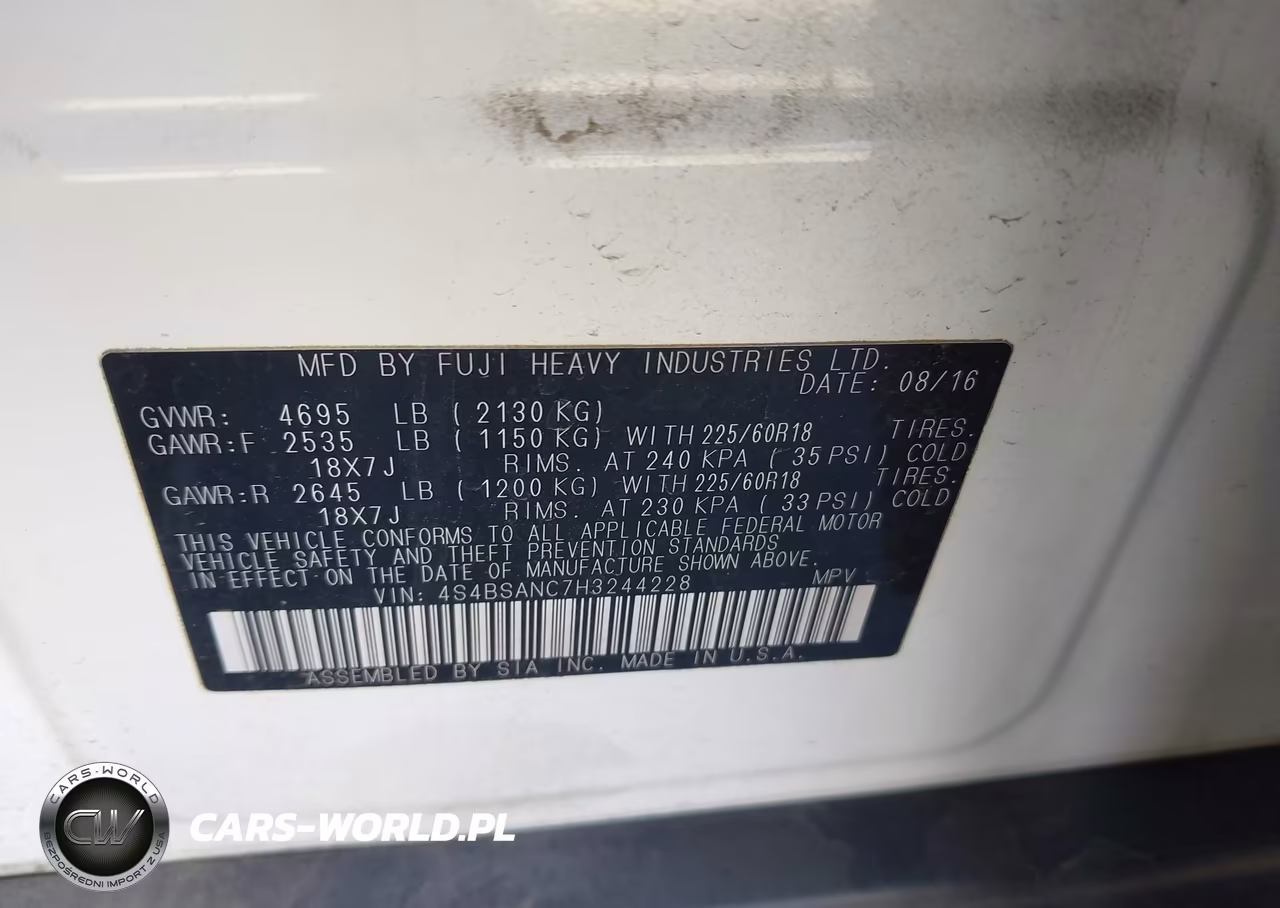 2017 Subaru Outback 2.5I Limited VIN:4S4BSANC7H3244228 - 9
