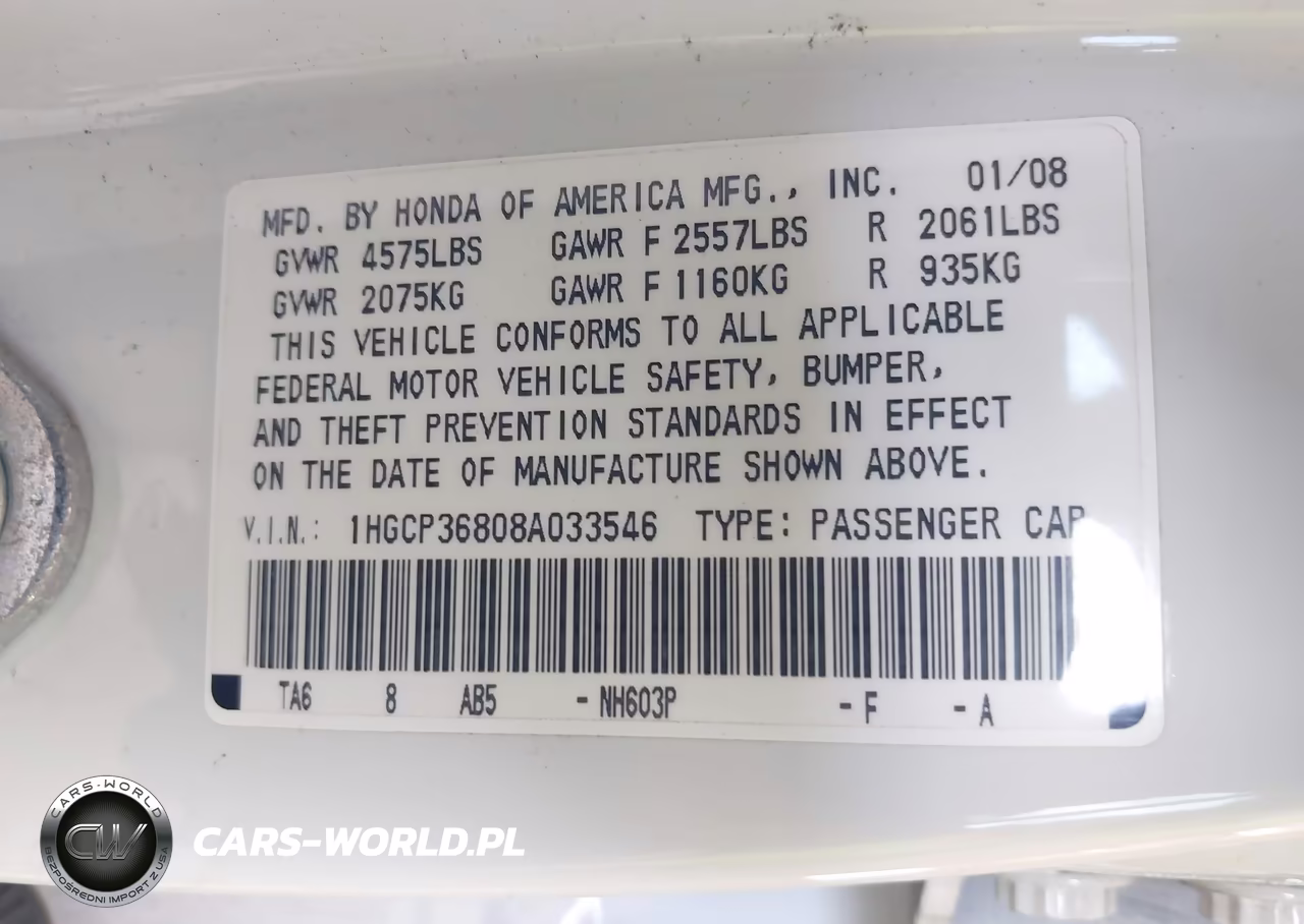 2008 Honda Accord 3.5 Ex-L VIN:1HGCP36808A033546 - 9