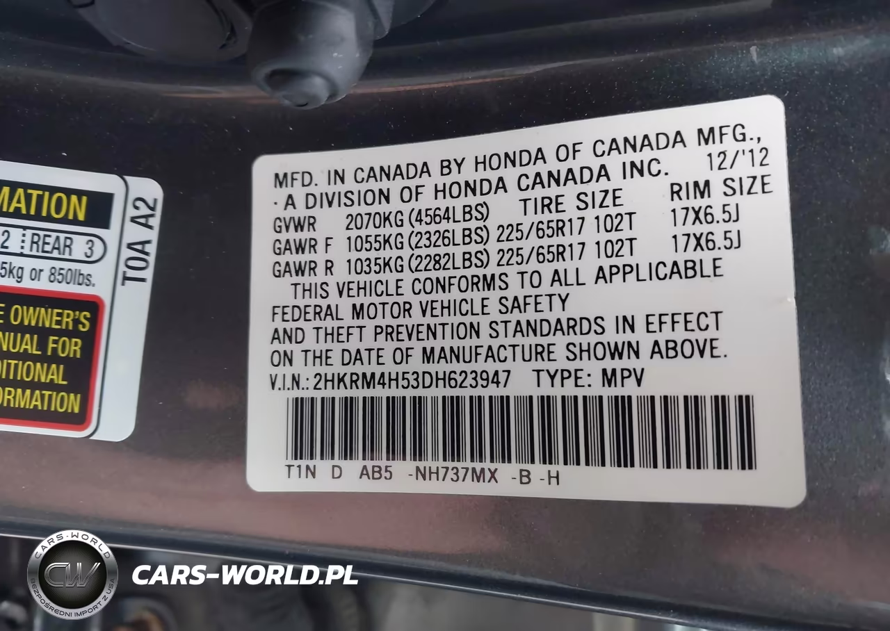 2013 Honda Cr-V Ex VIN:2HKRM4H53DH623947 - 9