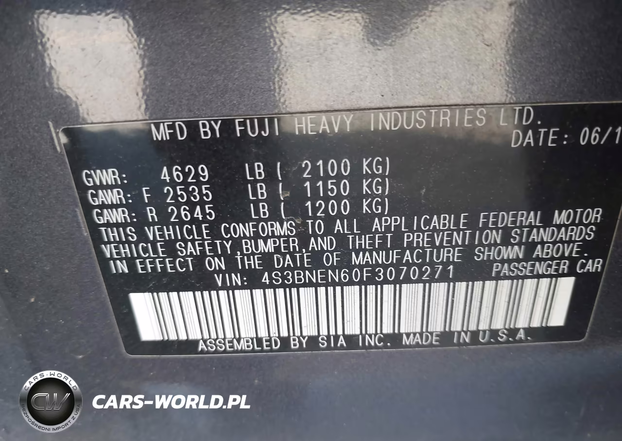 2015 Subaru Legacy 3.6R Limited VIN:4S3BNEN60F3070271 - 9