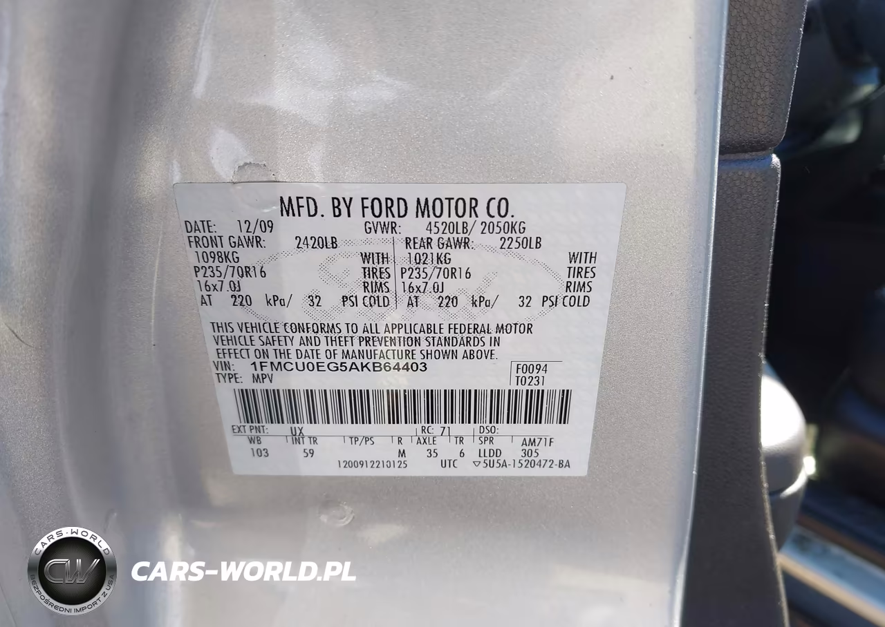 2010 Ford Escape Limited VIN:1FMCU0EG5AKB64403 - 9