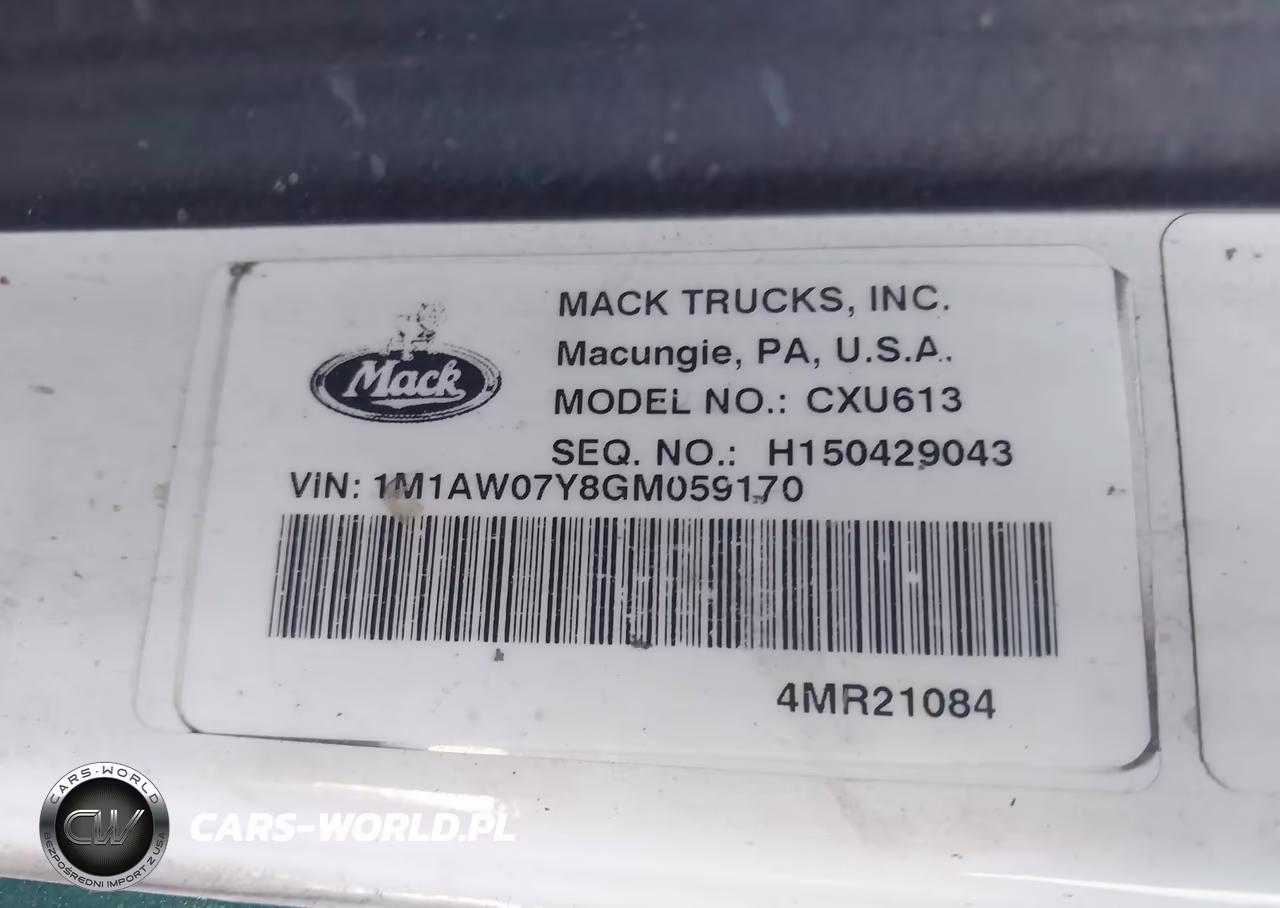 2016 Mack 600 Cxu600 VIN:1M1AW07Y8GM059170 - 8