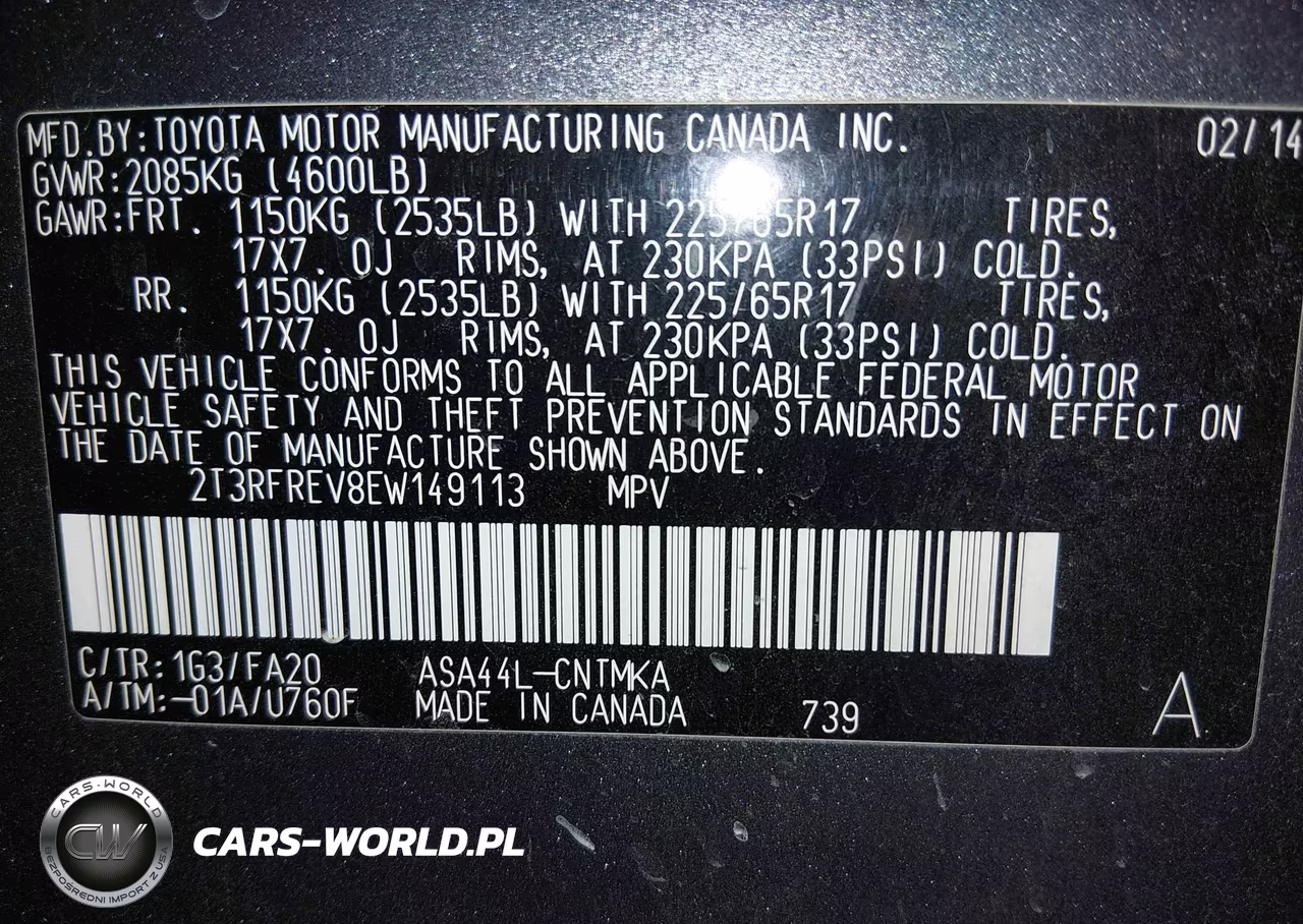 2014 Toyota Rav4 Xle VIN:2T3RFREV8EW149113 - 9