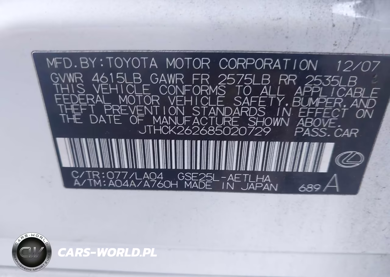 2008 Lexus Is 250 VIN:JTHCK262685020729 - 9