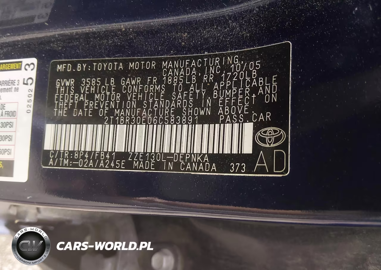 2006 Toyota Corolla Le VIN:2T1BR30E06C583891 - 9