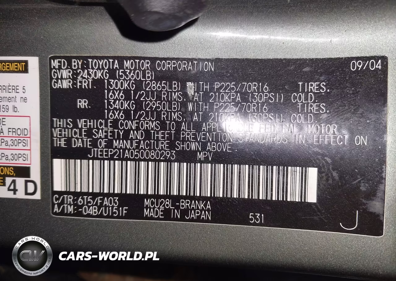 2005 Toyota Highlander V6 VIN:JTEEP21A050080293 - 9
