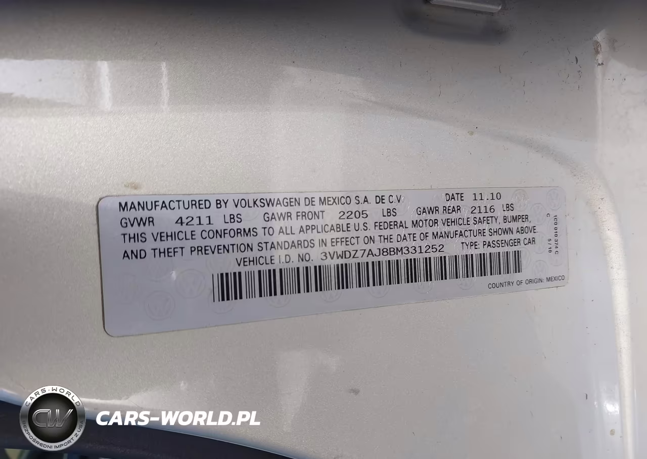 2011 Volkswagen Jetta 2.5L Se VIN:3VWDZ7AJ8BM331252 - 9