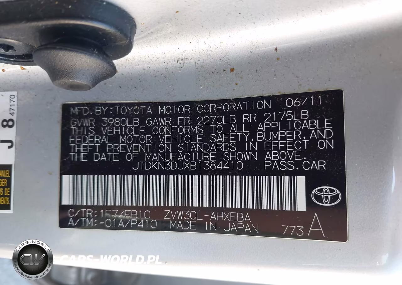 2011 Toyota Prius Two VIN:JTDKN3DUXB1384410 - 9