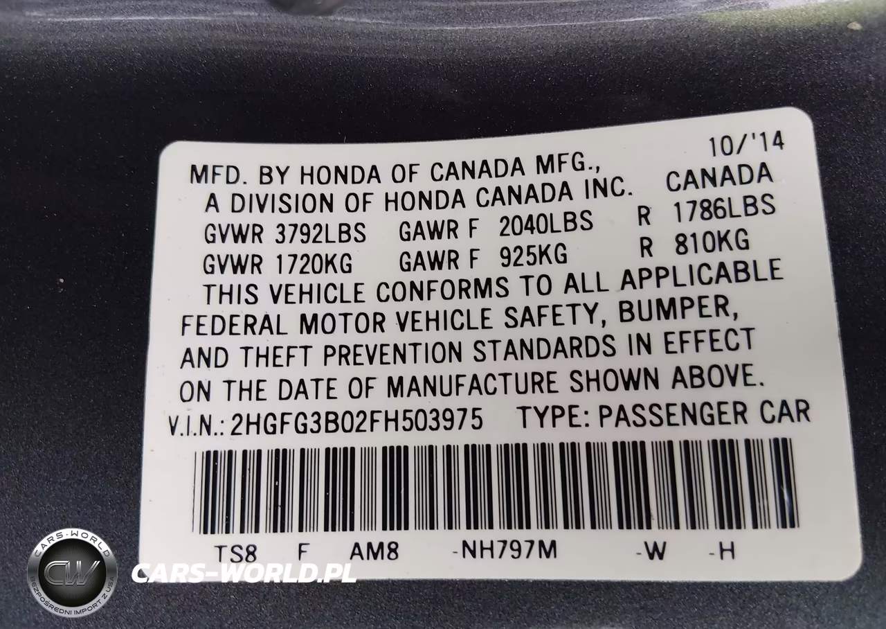 2015 Honda Civic Ex-L VIN:2HGFG3B02FH503975 - 9