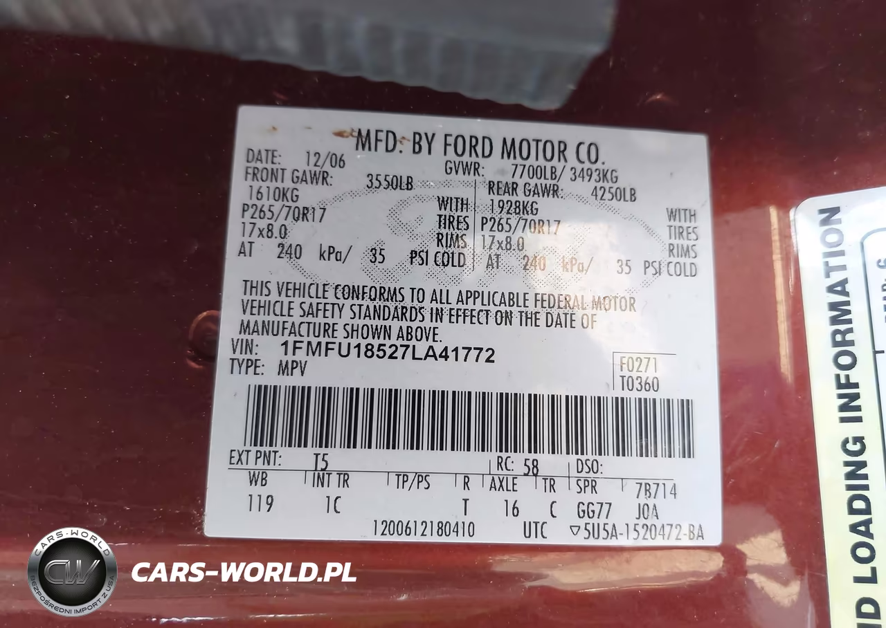 2007 Ford Expedition Eddie Bauer VIN:1FMFU18527LA41772 - 9