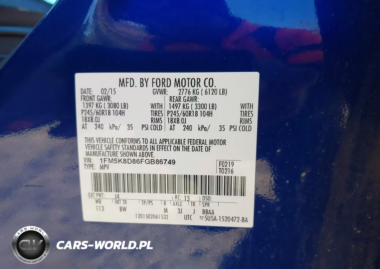 2015 Ford Explorer Xlt VIN:1FM5K8D86FGB86749 - 9