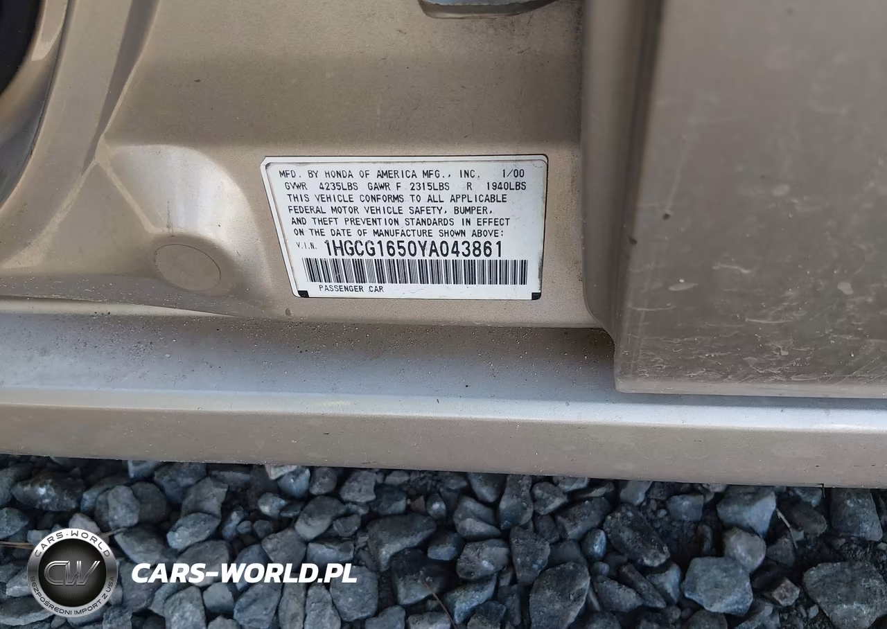 2000 Honda Accord 3.0 Ex VIN:1HGCG1650YA043861 - 9