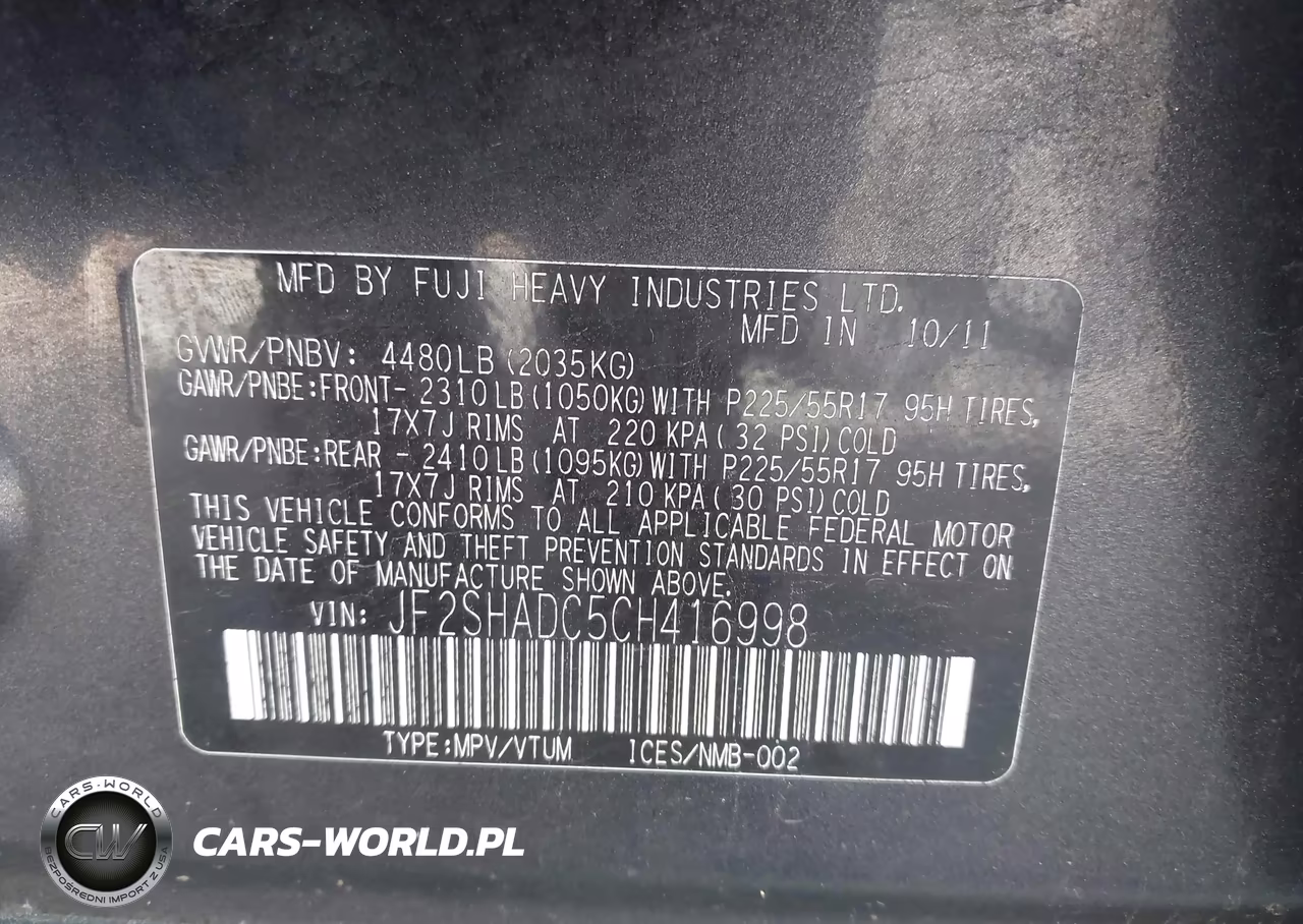 2012 Subaru Forester 2.5X Premium VIN:JF2SHADC5CH416998 - 9