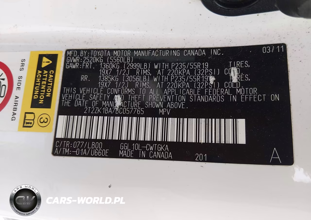 2011 Lexus Rx 350 VIN:2T2ZK1BA7BC057765 - 9