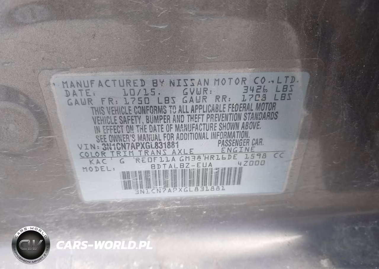 2016 Nissan Versa 1.6 Sv VIN:3N1CN7APXGL831881 - 9