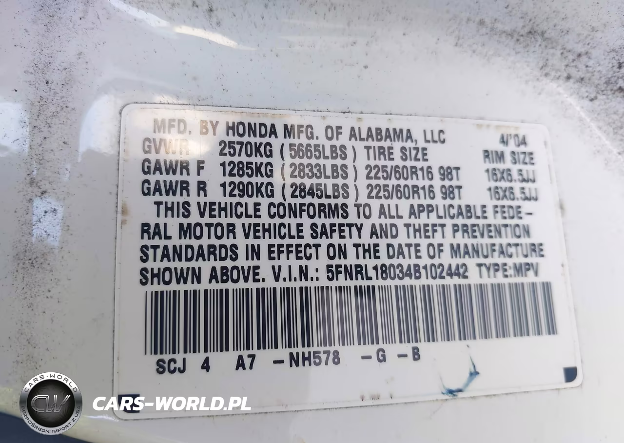 2004 Honda Odyssey Ex-L VIN:5FNRL18034B102442 - 9