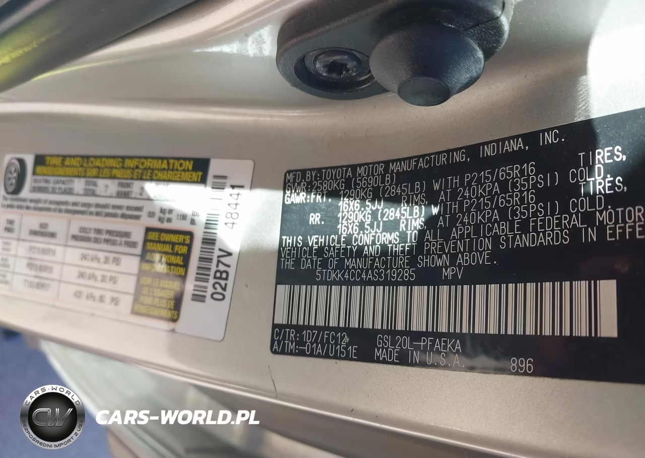 2010 Toyota Sienna Le VIN:5TDKK4CC4AS319285 - 9