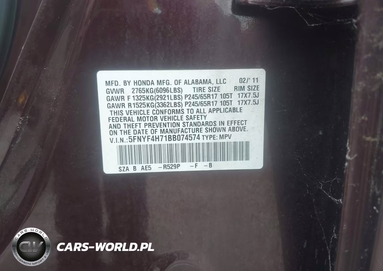 2011 Honda Pilot Ex-L VIN:5FNYF4H71BB074574 - 9