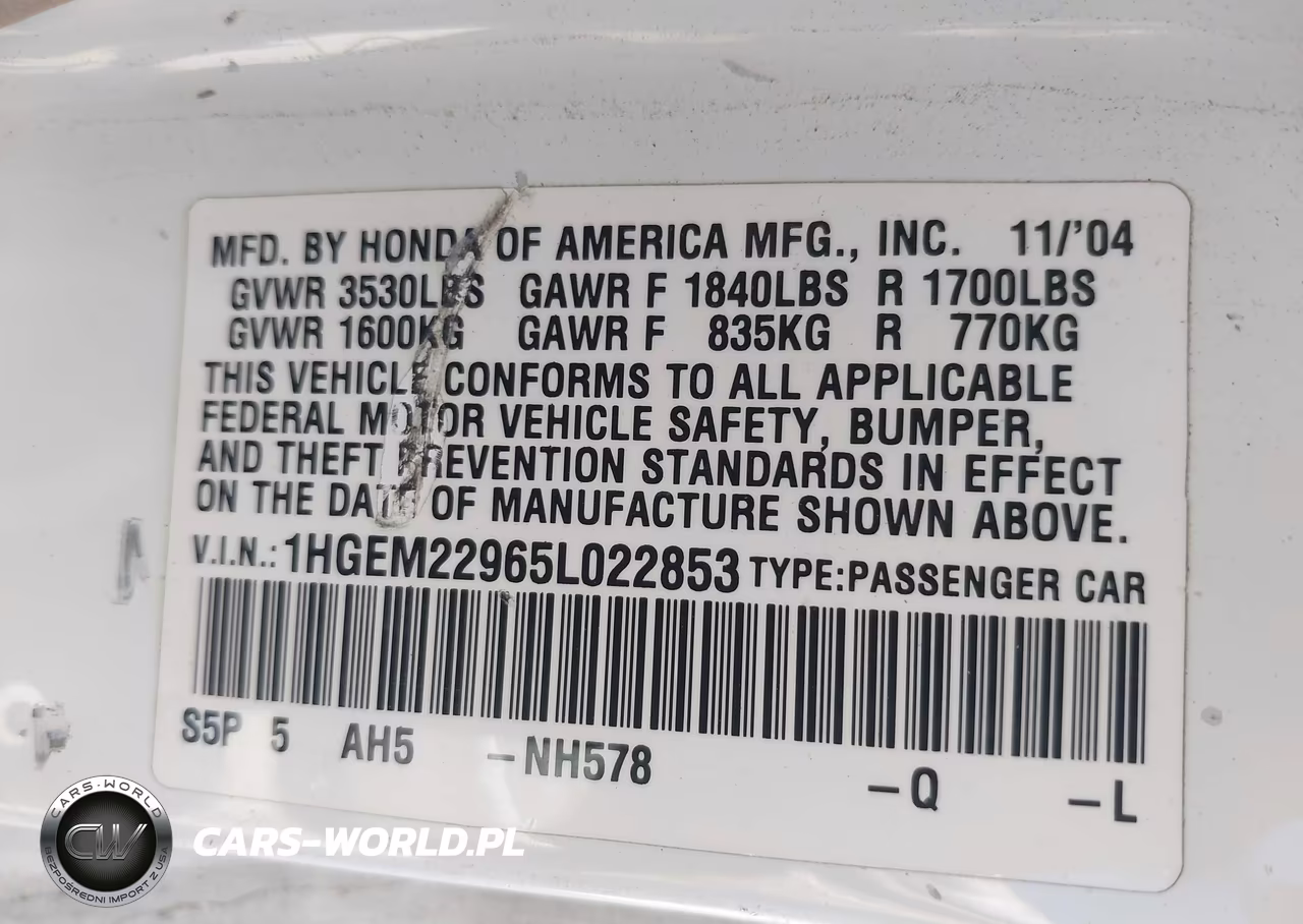 2005 Honda Civic Ex VIN:1HGEM22965L022853 - 9