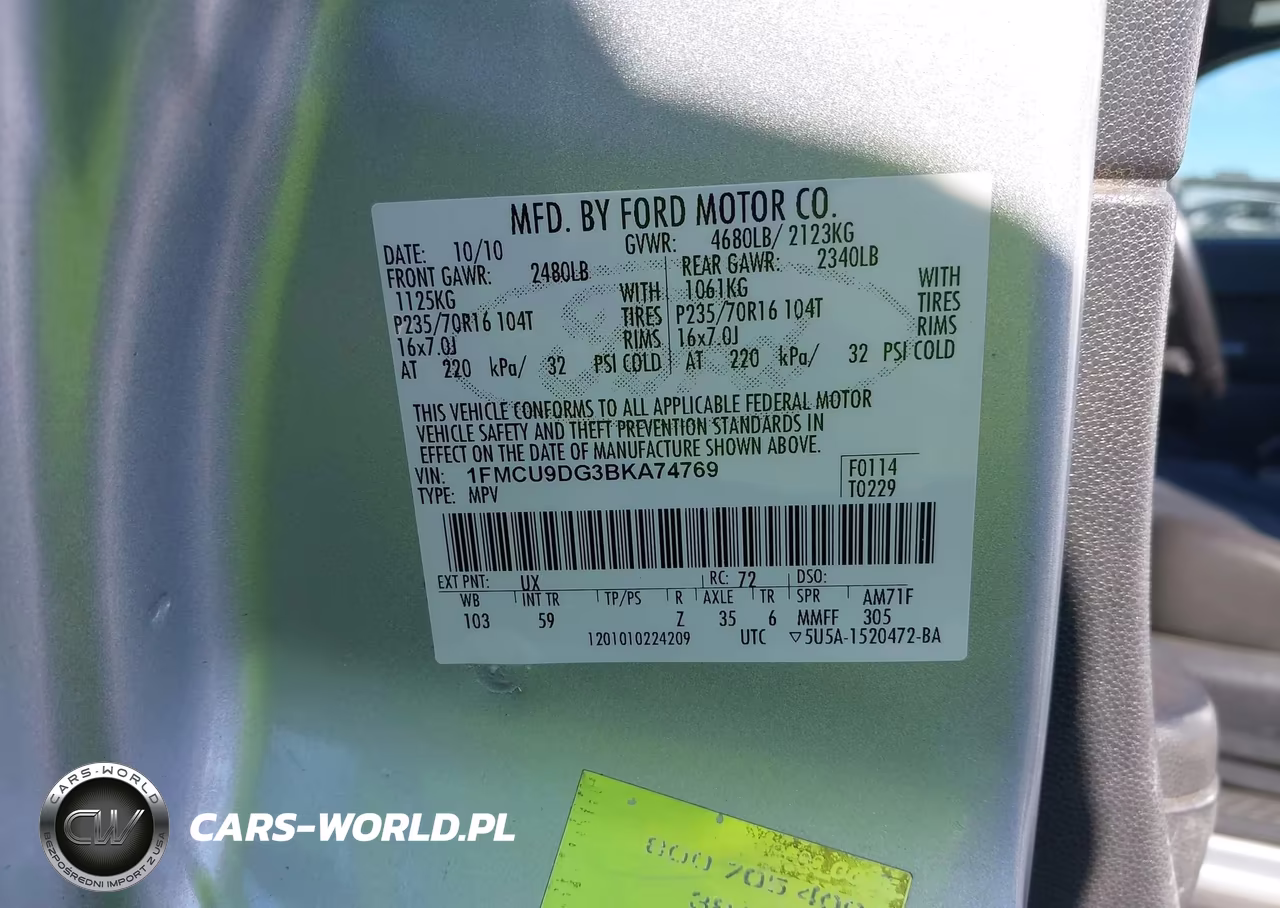 2011 Ford Escape Xlt VIN:1FMCU9DG3BKA74769 - 9