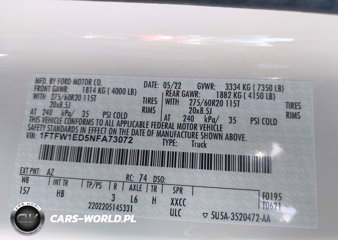 2022 Ford F-150 Lariat VIN:1FTFW1ED5NFA73072 - 9