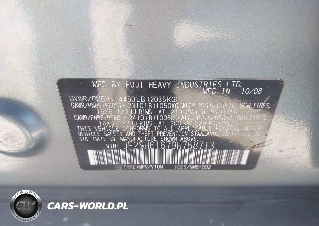 2009 Subaru Forester 2.5X VIN:JF2SH61679H768713 - 9