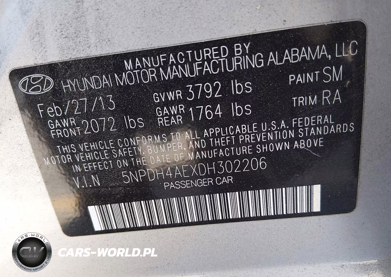 2013 Hyundai Elantra Gls VIN:5NPDH4AEXDH302206 - 9