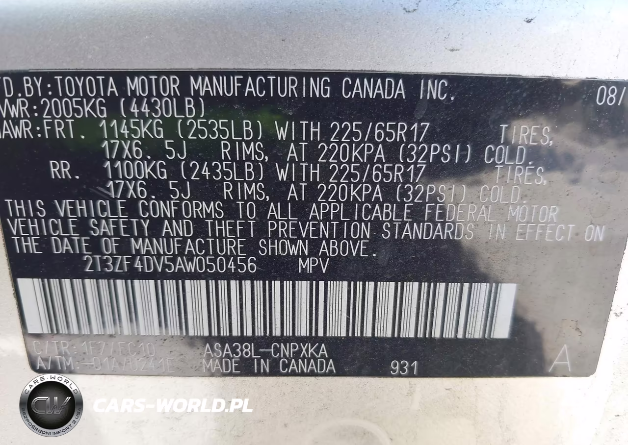 2010 Toyota Rav4 VIN:2T3ZF4DV5AW050456 - 9