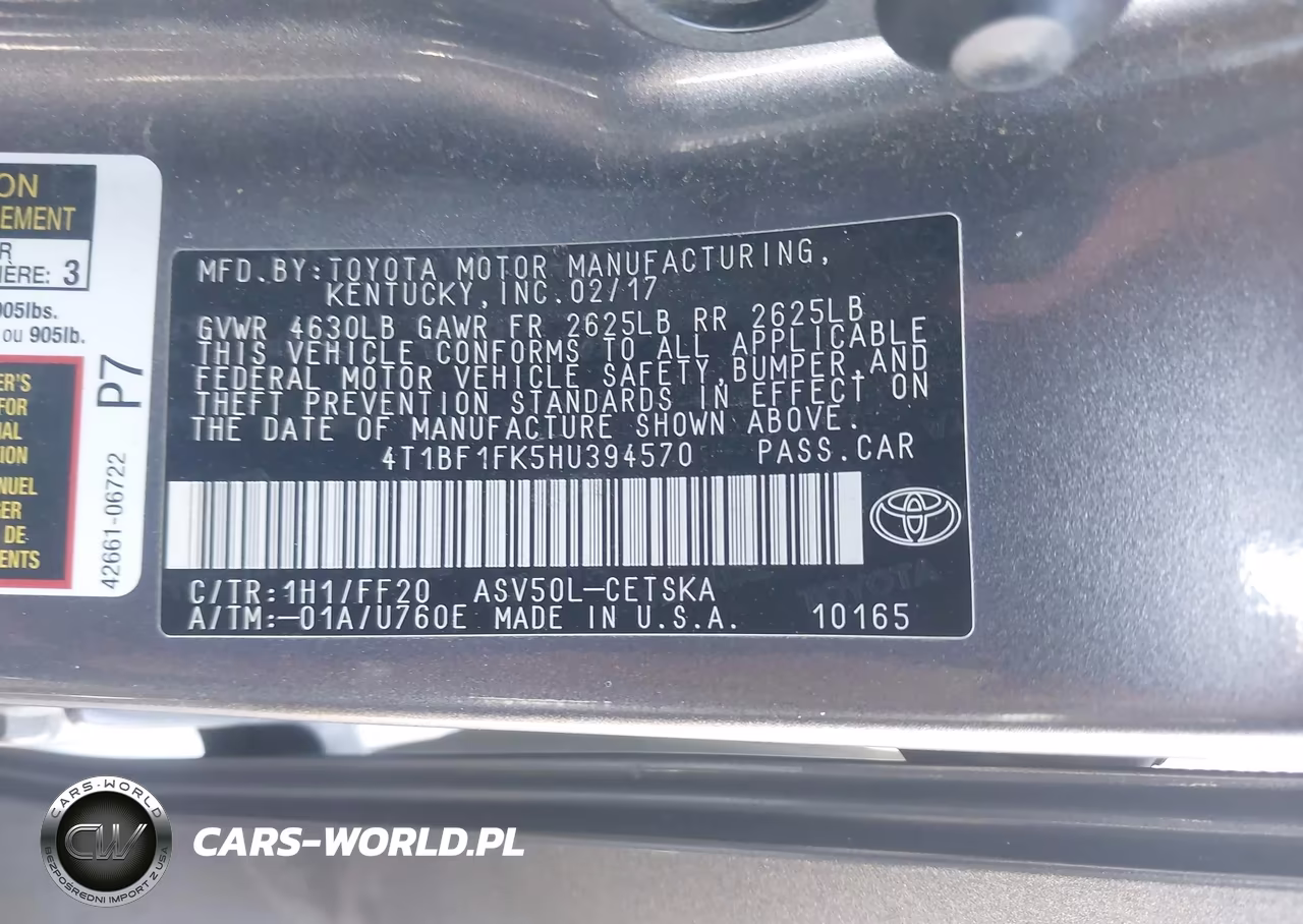 2017 Toyota Camry Se VIN:4T1BF1FK5HU394570 - 9