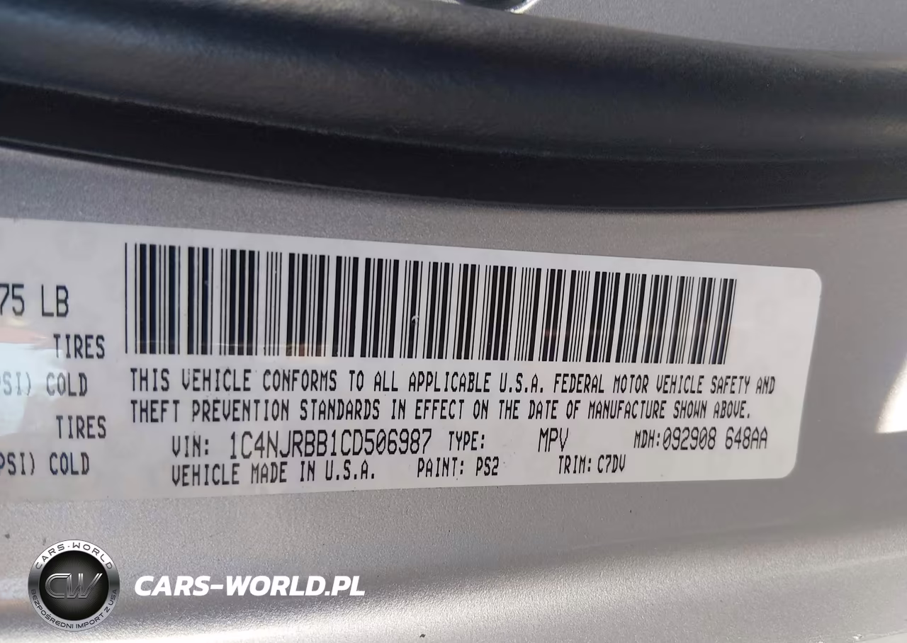 2012 Jeep Patriot Sport VIN:1C4NJRBB1CD506987 - 9