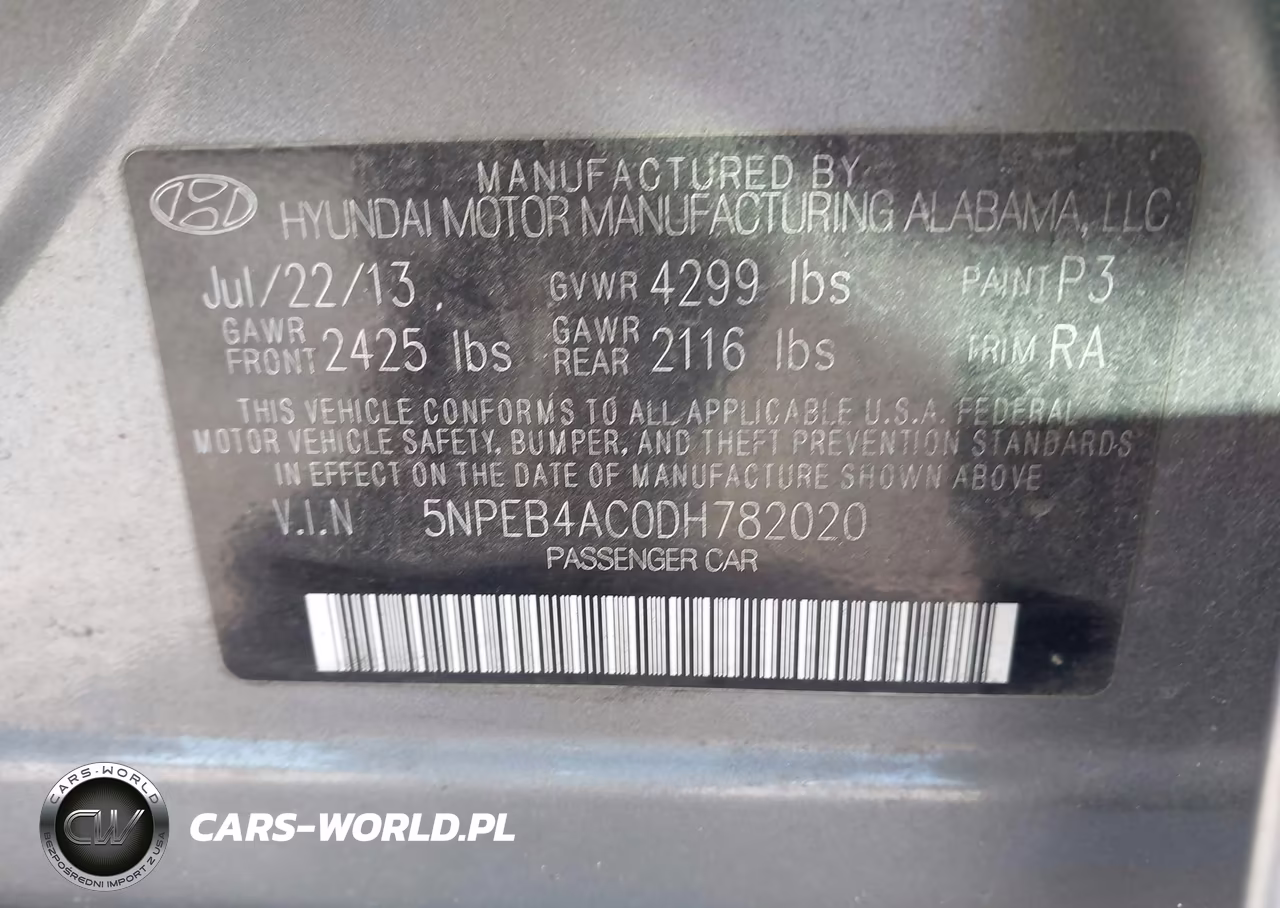 2013 Hyundai Sonata Gls VIN:5NPEB4AC0DH782020 - 9