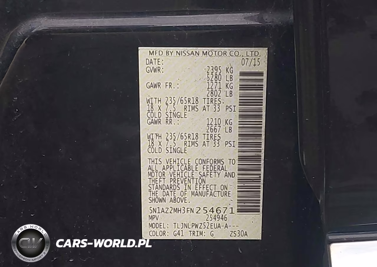 2015 Nissan Murano S VIN:5N1AZ2MH3FN254671 - 9