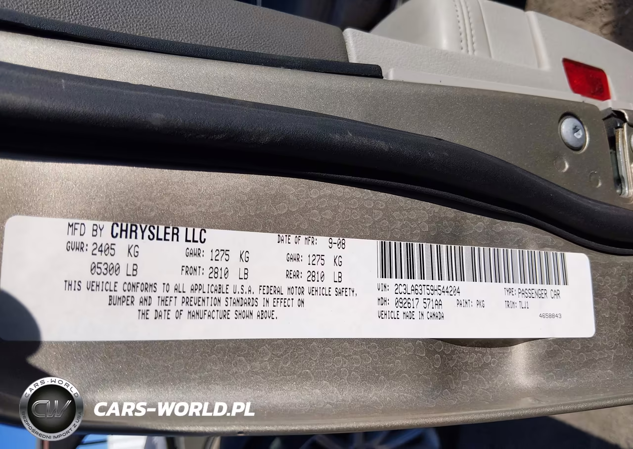 2009 Chrysler 300C Hemi VIN:2C3LA63T59H544204 - 9