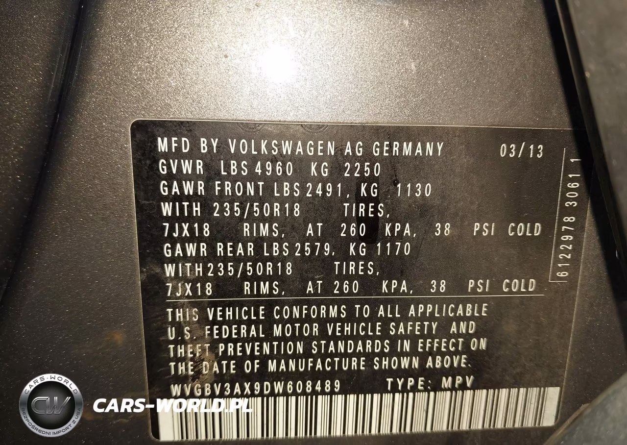 2013 Volkswagen Tiguan Se VIN:WVGBV3AX9DW608489 - 9
