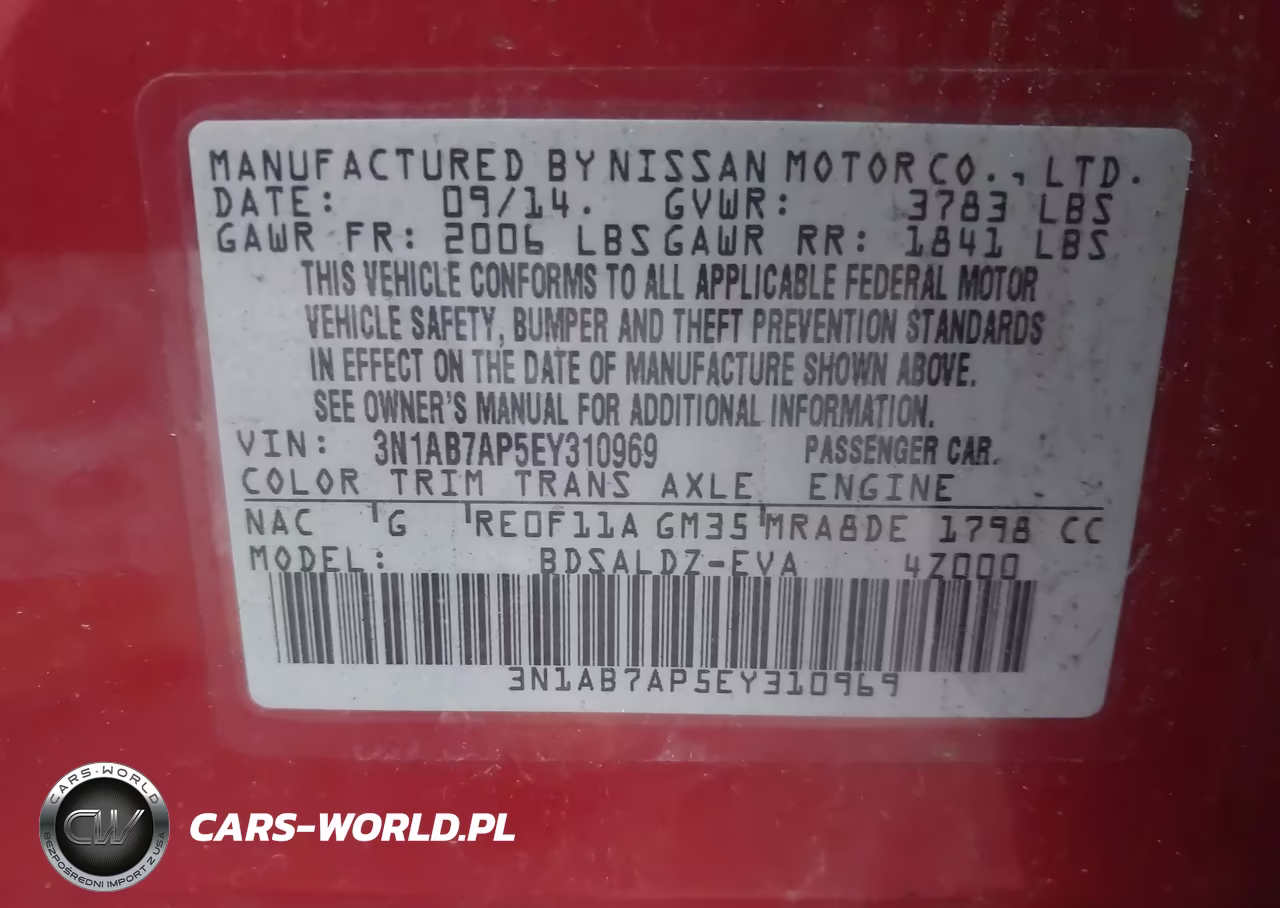 2014 Nissan Sentra Sv VIN:3N1AB7AP5EY310969 - 9