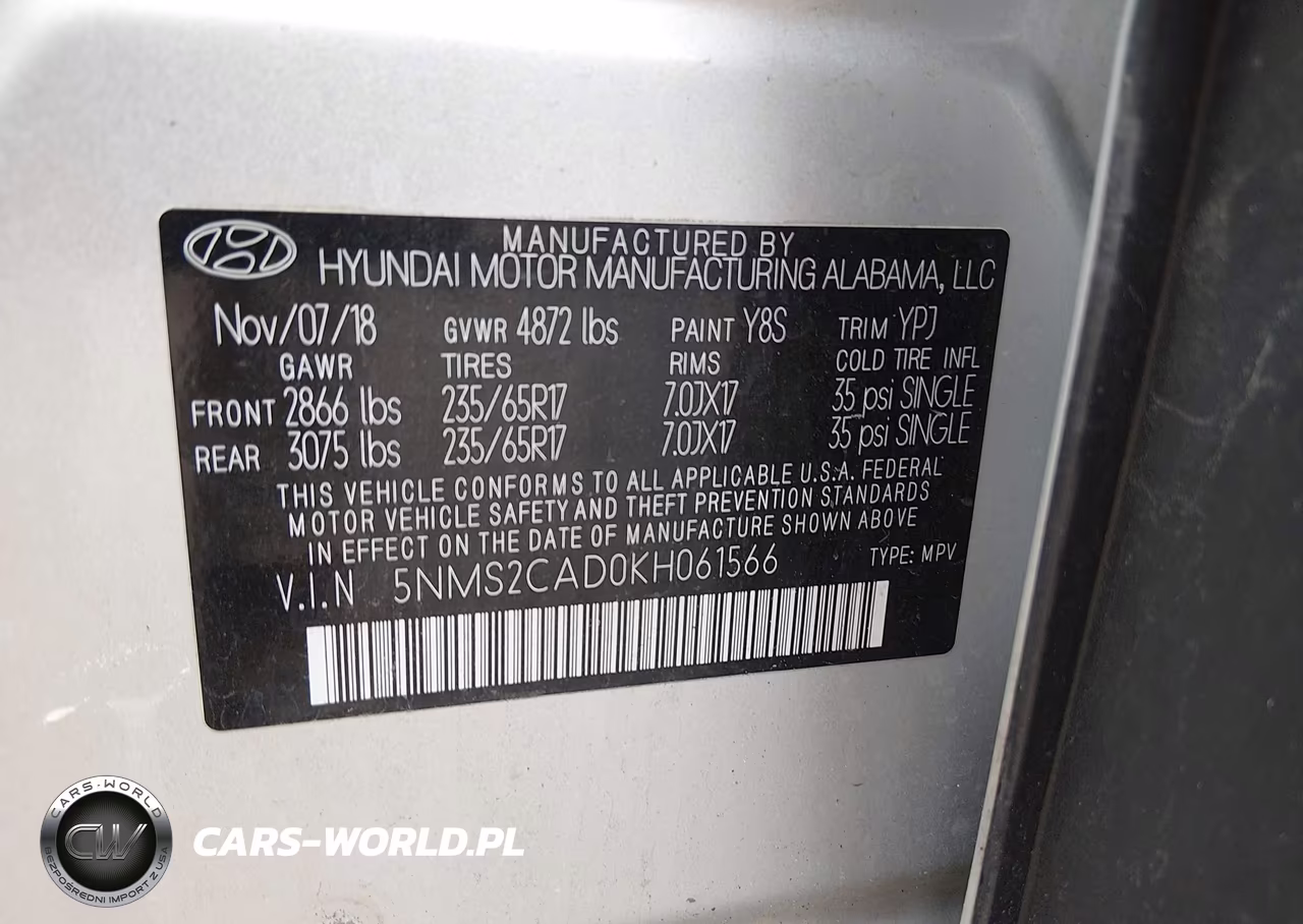 2019 Hyundai Santa Fe Se VIN:5NMS2CAD0KH061566 - 9