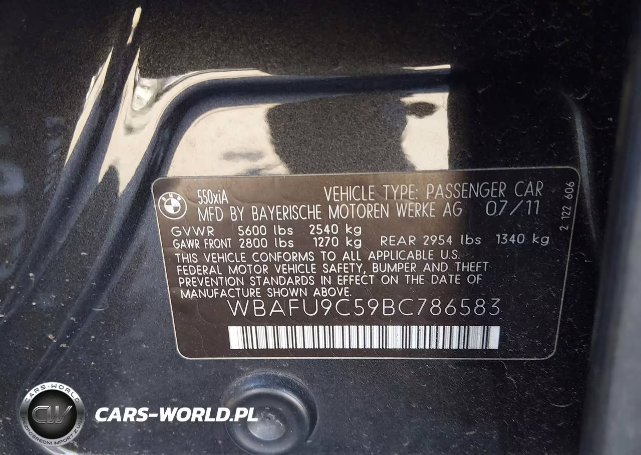 2011 BMW 550I xDrive VIN:WBAFU9C59BC786583 - 9
