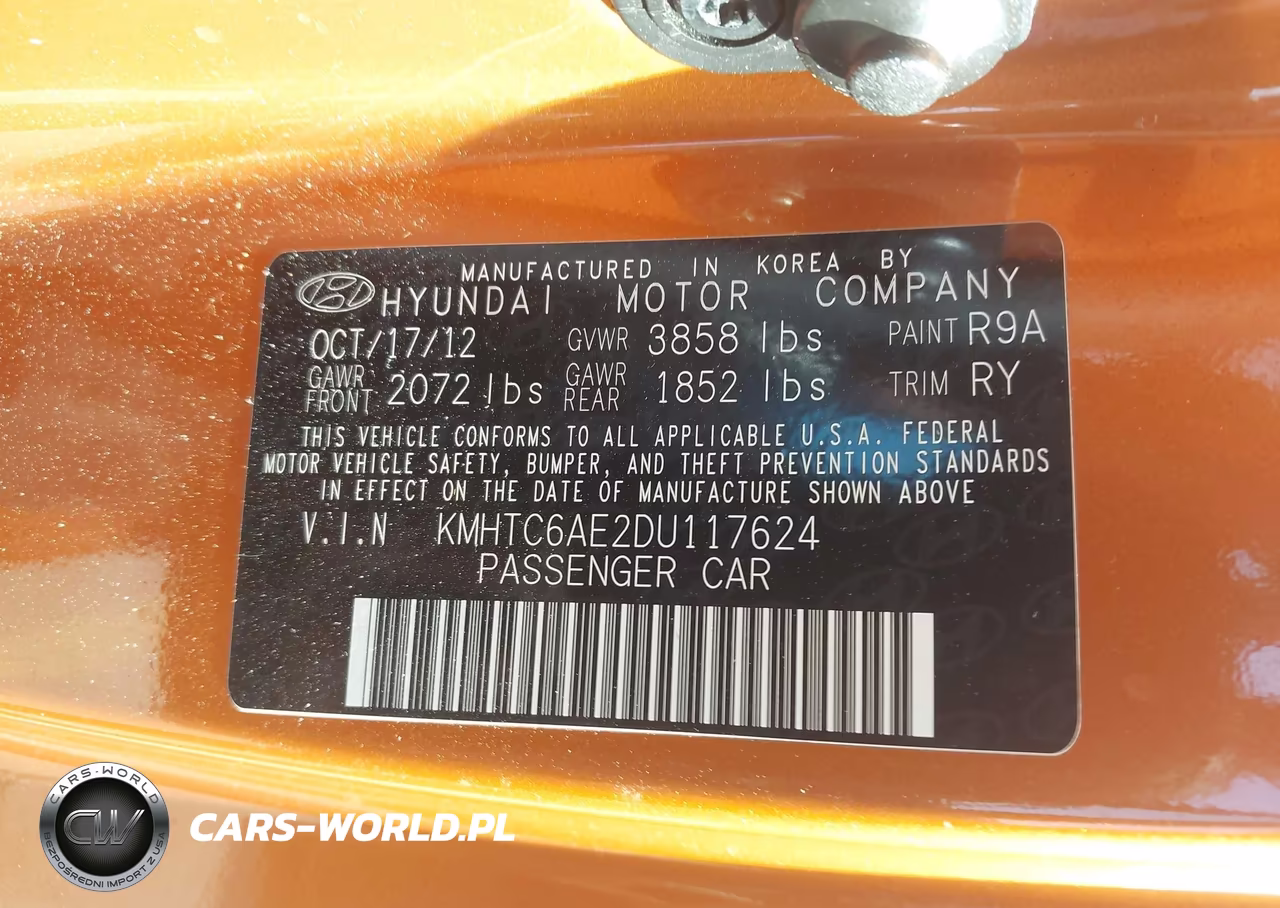 2013 Hyundai Veloster Turbo W-Black VIN:KMHTC6AE2DU117624 - 9