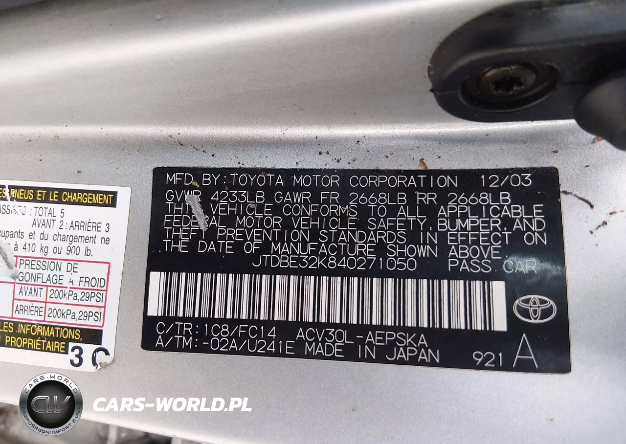 2004 Toyota Camry Se VIN:JTDBE32K840271050 - 9