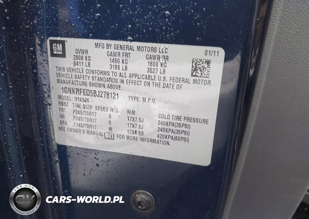 2011 Chevrolet Traverse Ls VIN:1GNKRFED5BJ278121 - 9