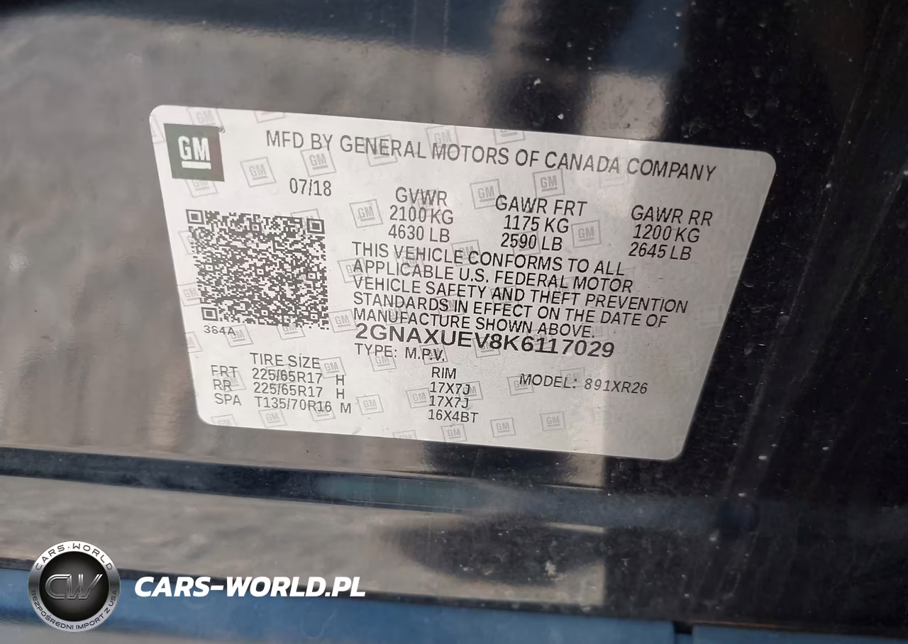 2019 Chevrolet Equinox Lt VIN:2GNAXUEV8K6117029 - 9