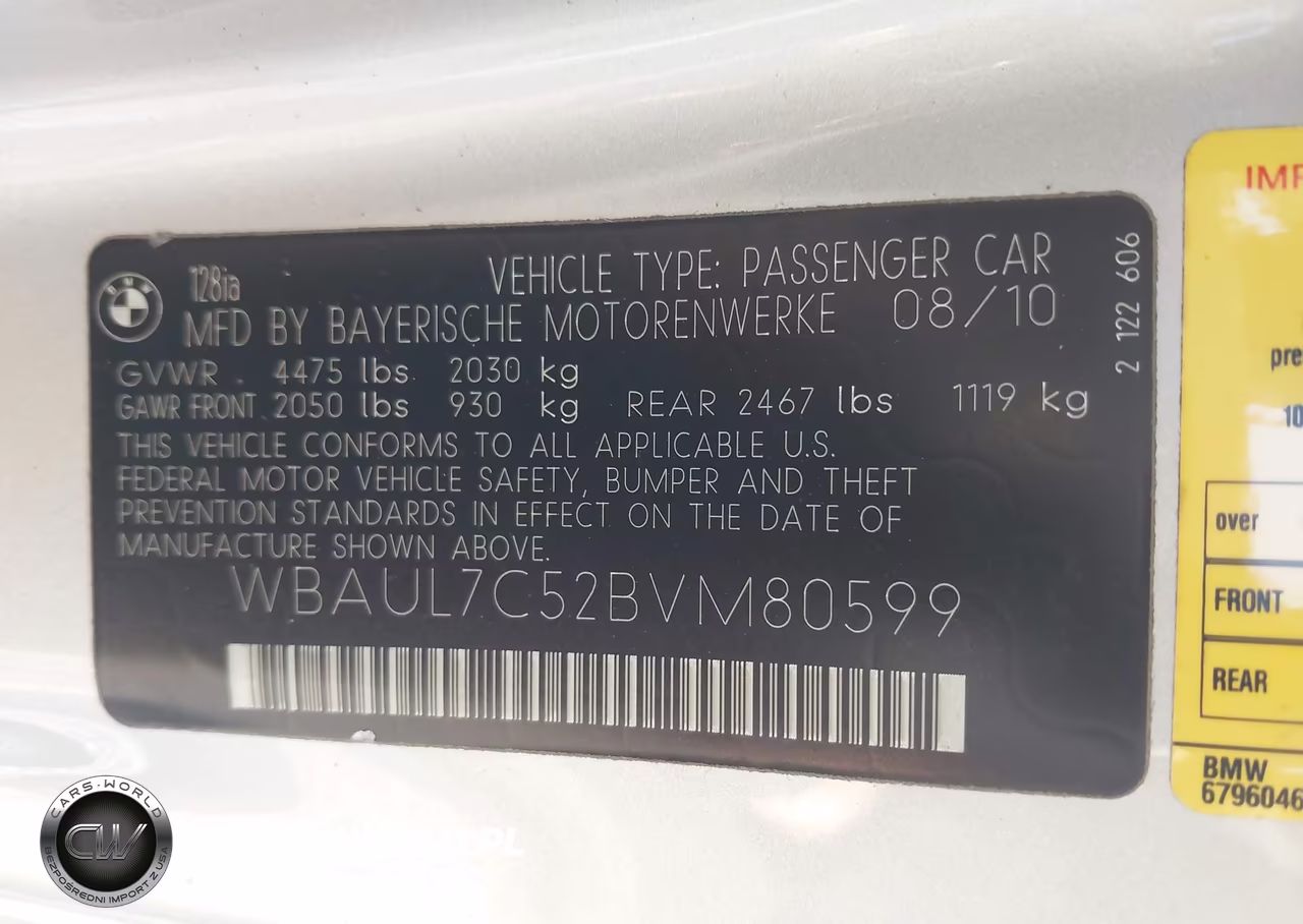 2011 BMW 128I VIN:WBAUL7C52BVM80599 - 9