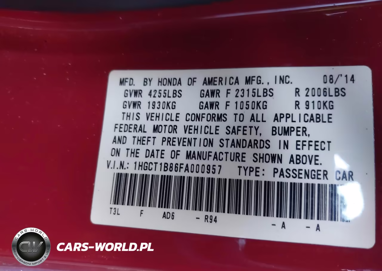 2015 Honda Accord Ex-L VIN:1HGCT1B86FA000957 - 9