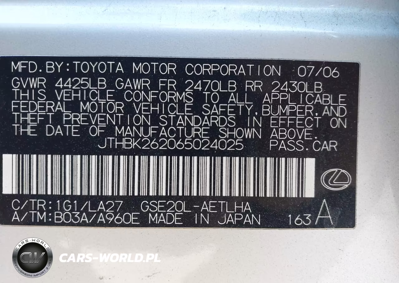 2006 Lexus Is 250 VIN:JTHBK262065024025 - 9