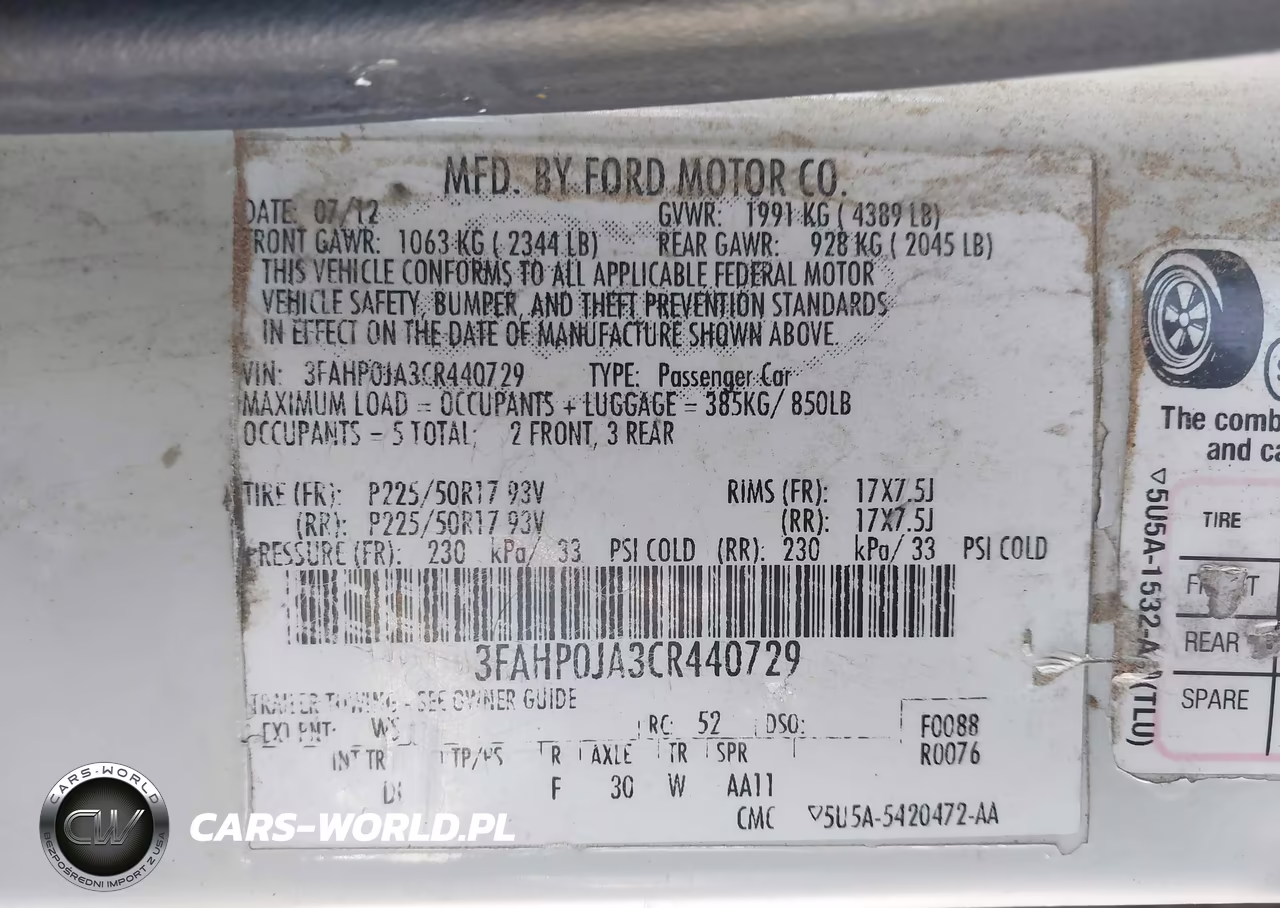 2012 Ford Fusion Sel VIN:3FAHP0JA3CR440729 - 9